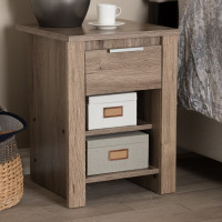 Baxton Studio MH5056-Oak-NS Laverne Modern and Contemporary Oak Brown Finished 1-Drawer Nightstand